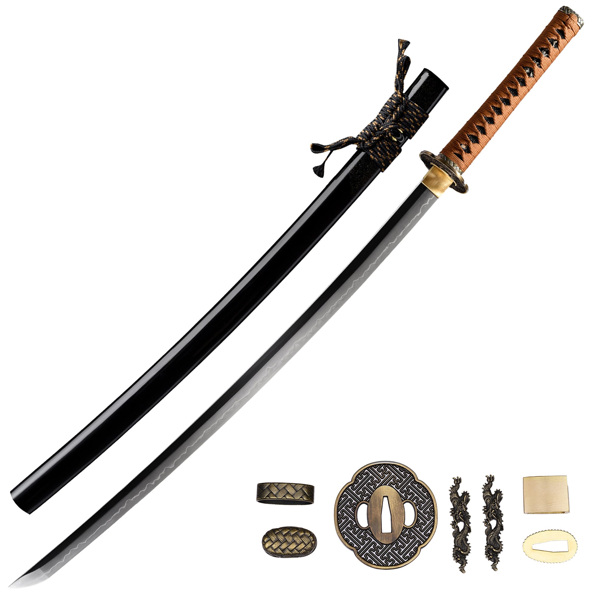 Katana sword 41 inch T10 steel clay tempered full tang - full length view