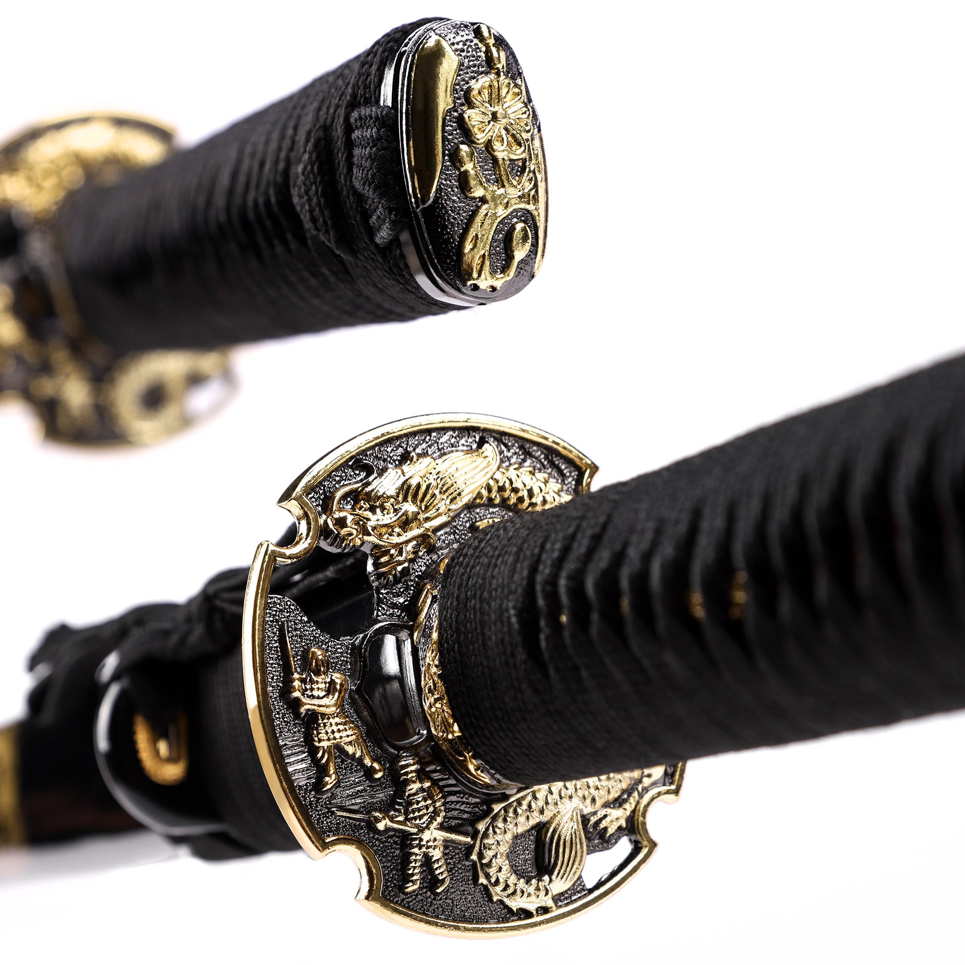 Full tang removable Japanese sword tsuba guard detail - hand guard close-up