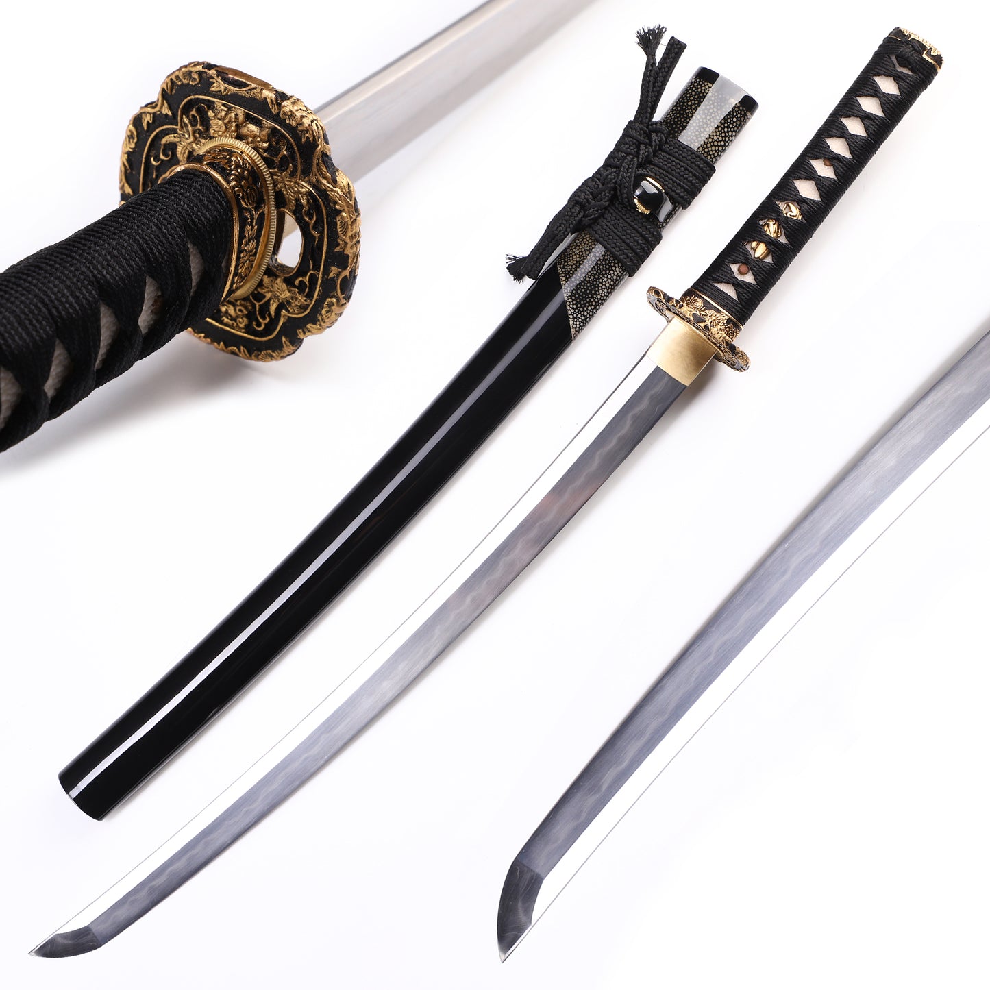 Black & Gold Dragon Relief Samurai Katana