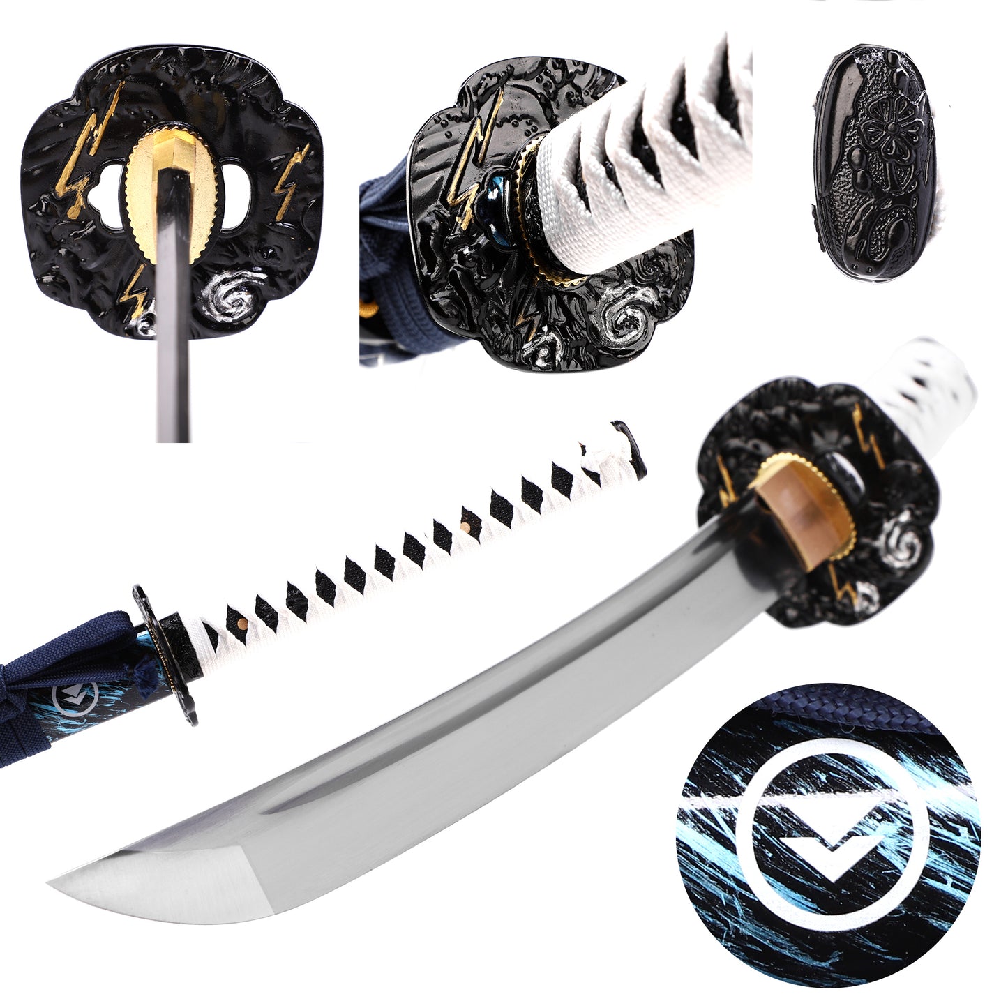 Ghost of Tsushima tanto handle close-up - tsuka wrap and kashira pommel detail