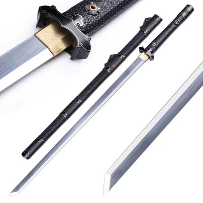 Black Ray Skin Silver Inlaid Plain Iron Cloud Fittings Sword