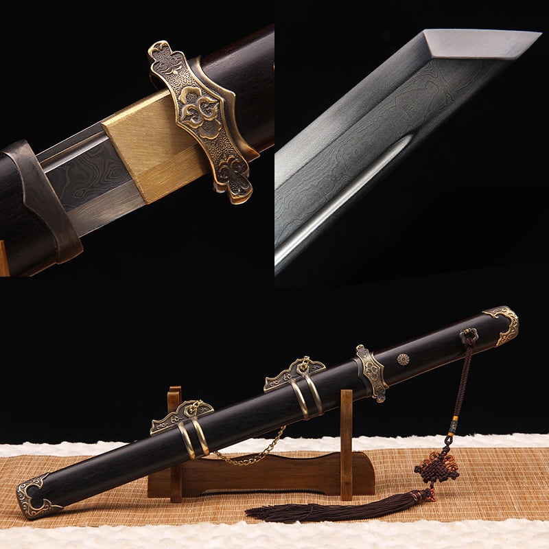 Precious Ebony Wood Saya & Handle, Vintage Carved Copper  Dagger