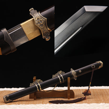 Precious Ebony Wood Saya & Handle, Vintage Carved Copper  Dagger