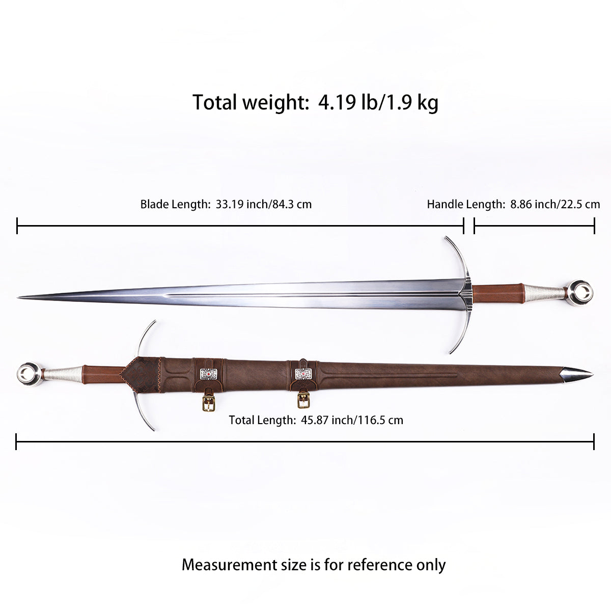 Medieval longsword Size chart