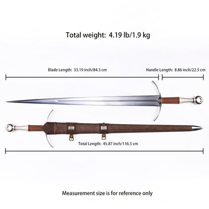 Medieval longsword Size chart