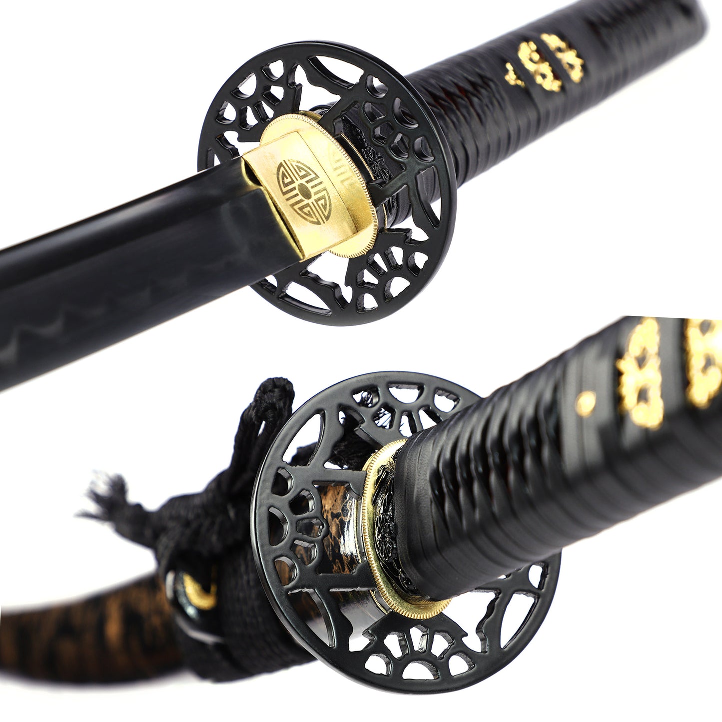 Black & Gold Floral Saya Samurai Katana
