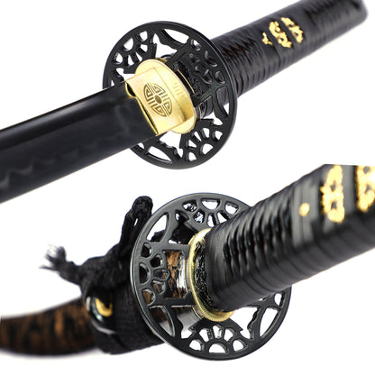 Black & Gold Floral Saya Samurai Katana