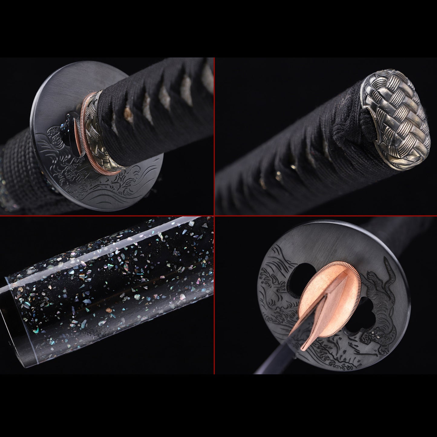 Meteorite Steel Sanmai Clay Tempered Katana, Starry Shell Inlay Saya