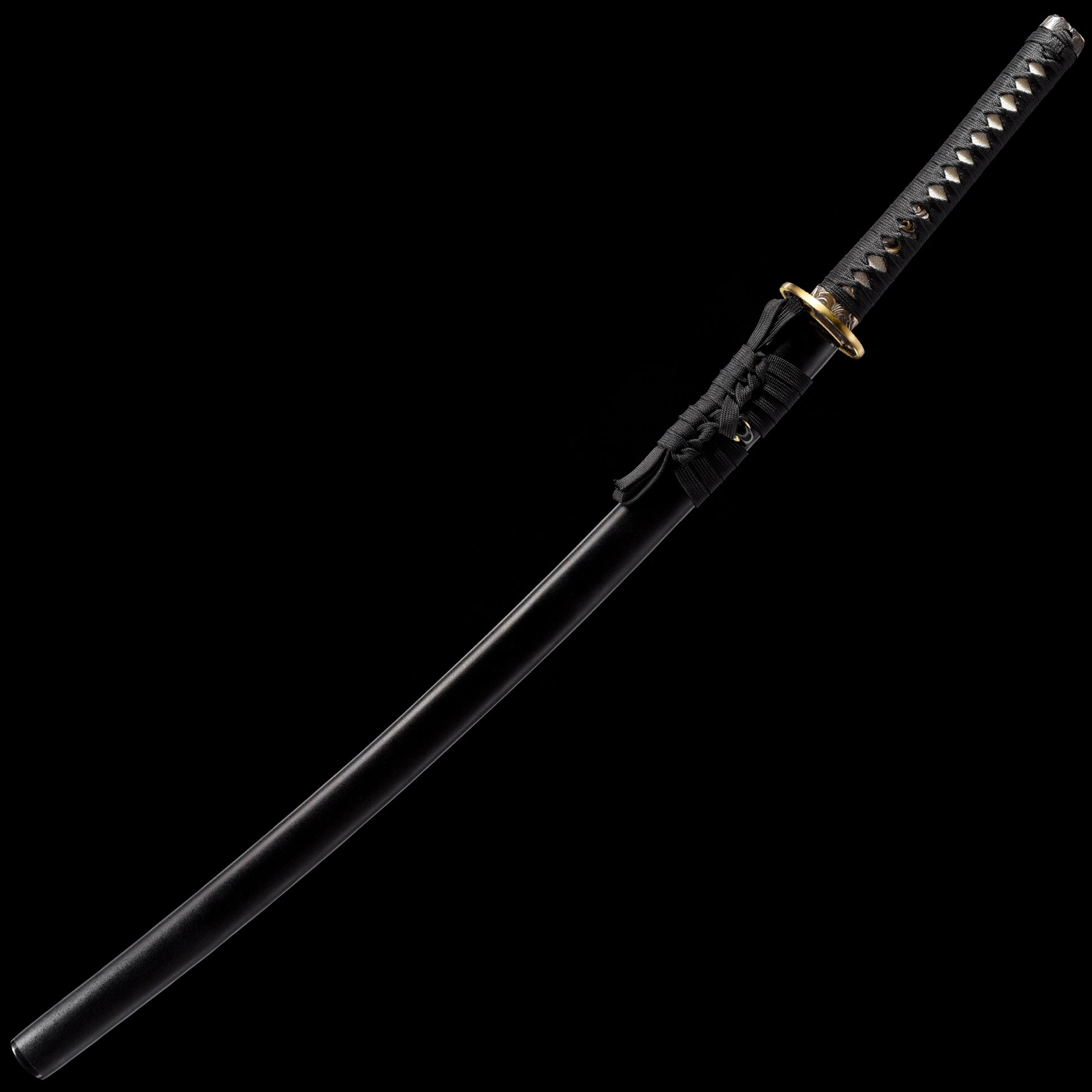Katana sword T10 clay tempered - side profile with saya scabbard