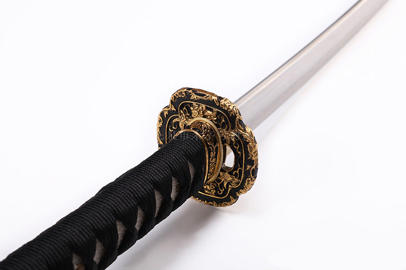 Black & Gold Floral Openwork Samurai Katana