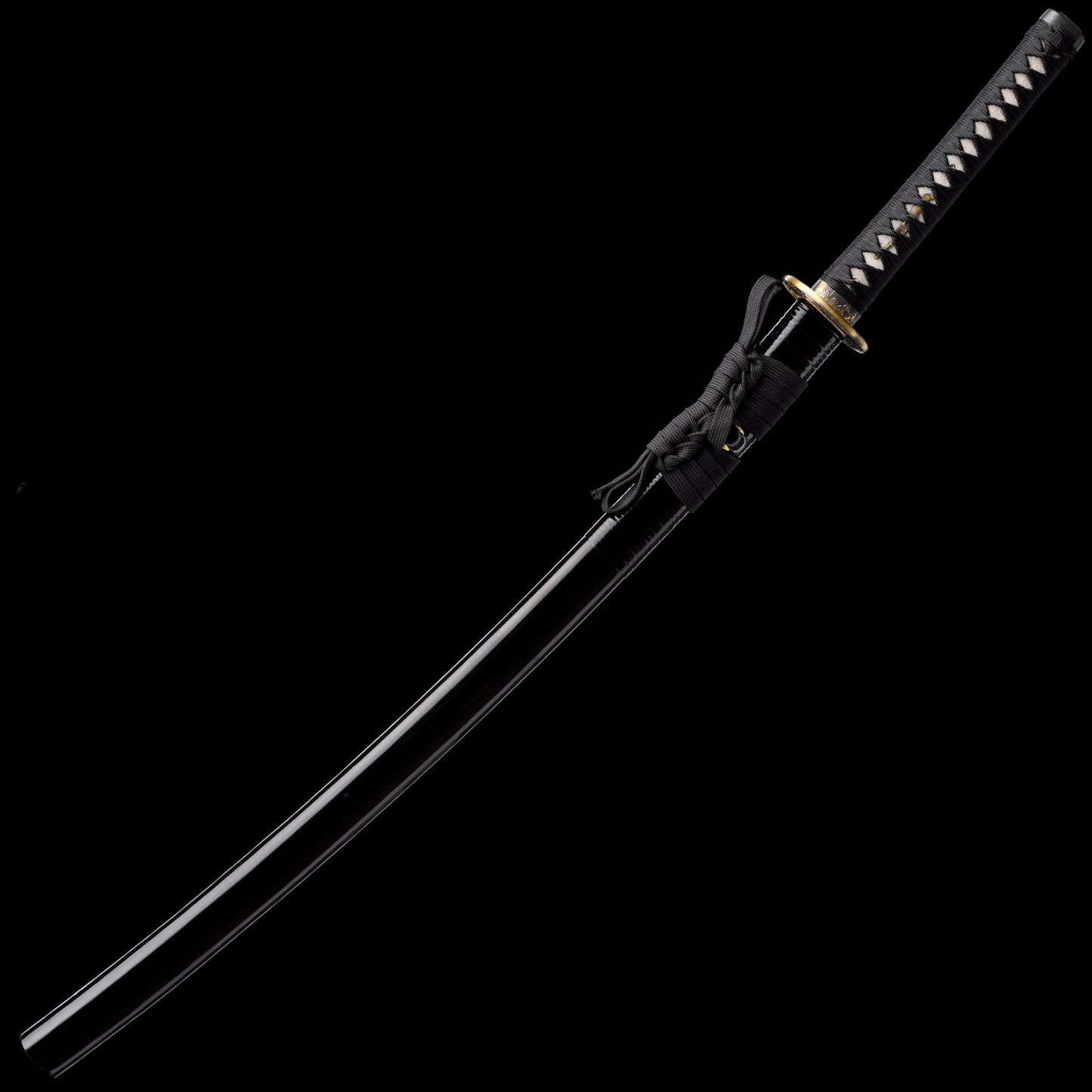 Katana sword T10 clay tempered - side profile with saya scabbard