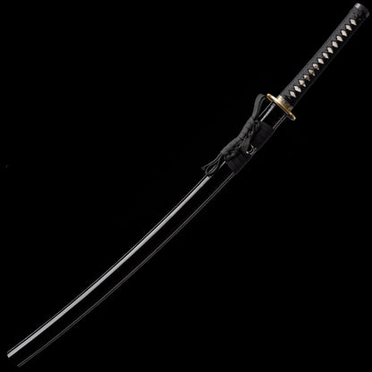 Katana sword T10 clay tempered - side profile with saya scabbard