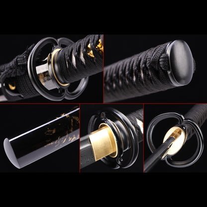 Black Saya with Gold Foil Samurai Katana
