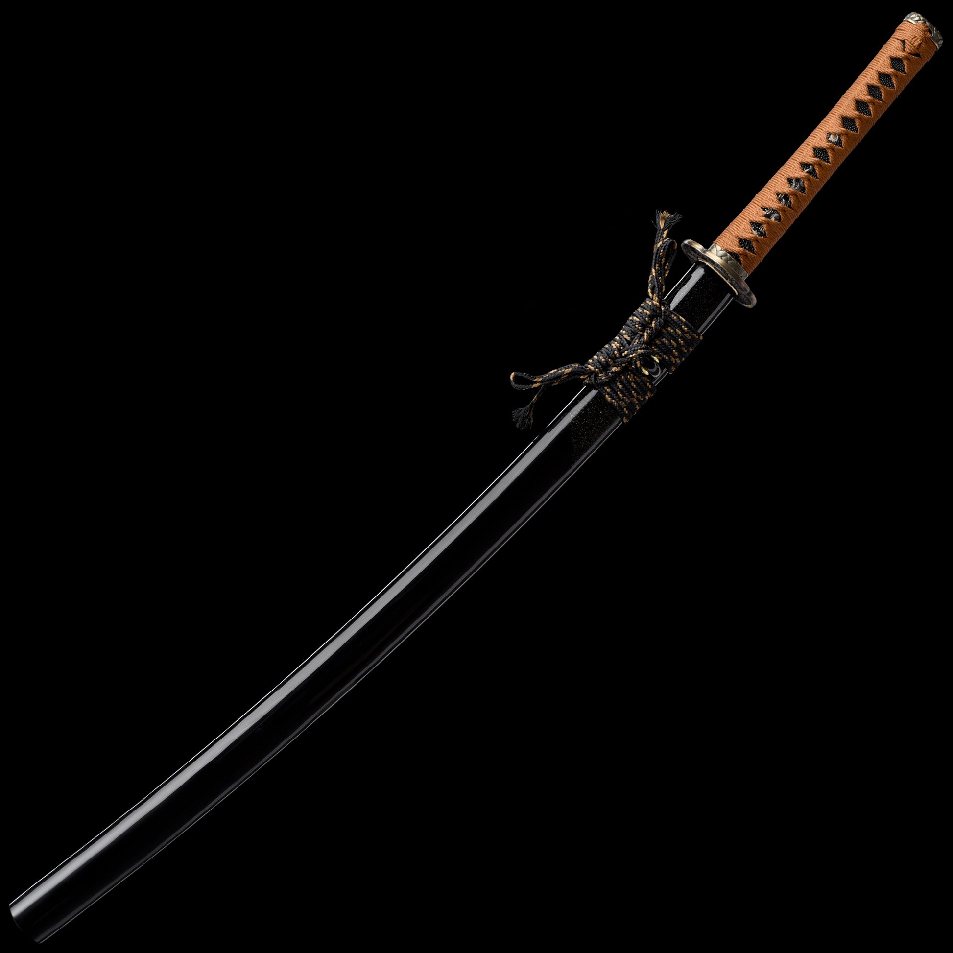Katana sword T10 steel clay tempered - side profile with saya scabbard