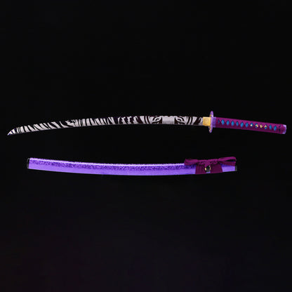 Tiger's Head katana with saya scabbard - full set view