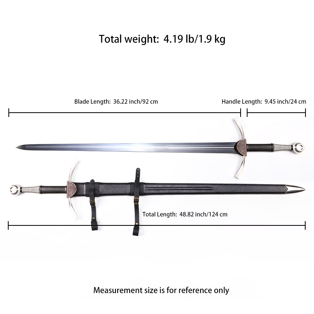 Rhinelander bastard sword Size chart