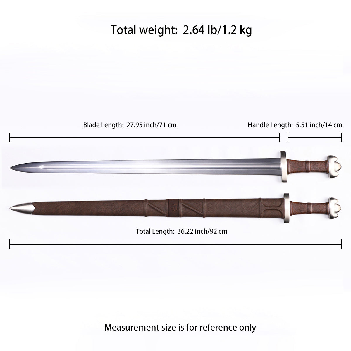Viking sword battle ready medieval replica Size chart