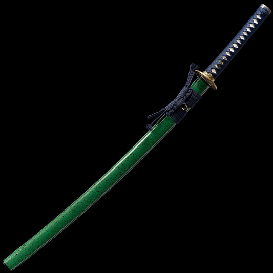 Katana sword T10 clay tempered - side profile with saya scabbard