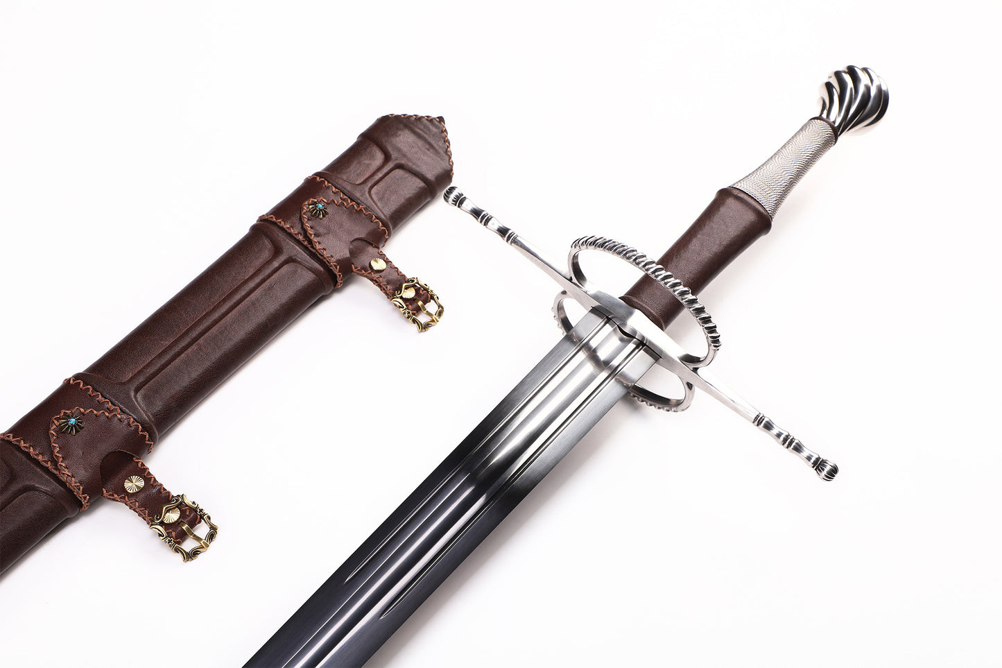 Medieval European Sword,Genuine Leather Grip Vintage Collectible Western Sword