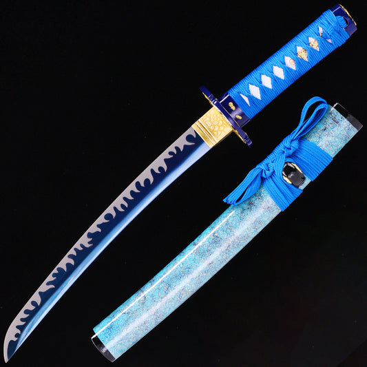 Blue Blade Wave Pattern Tanto