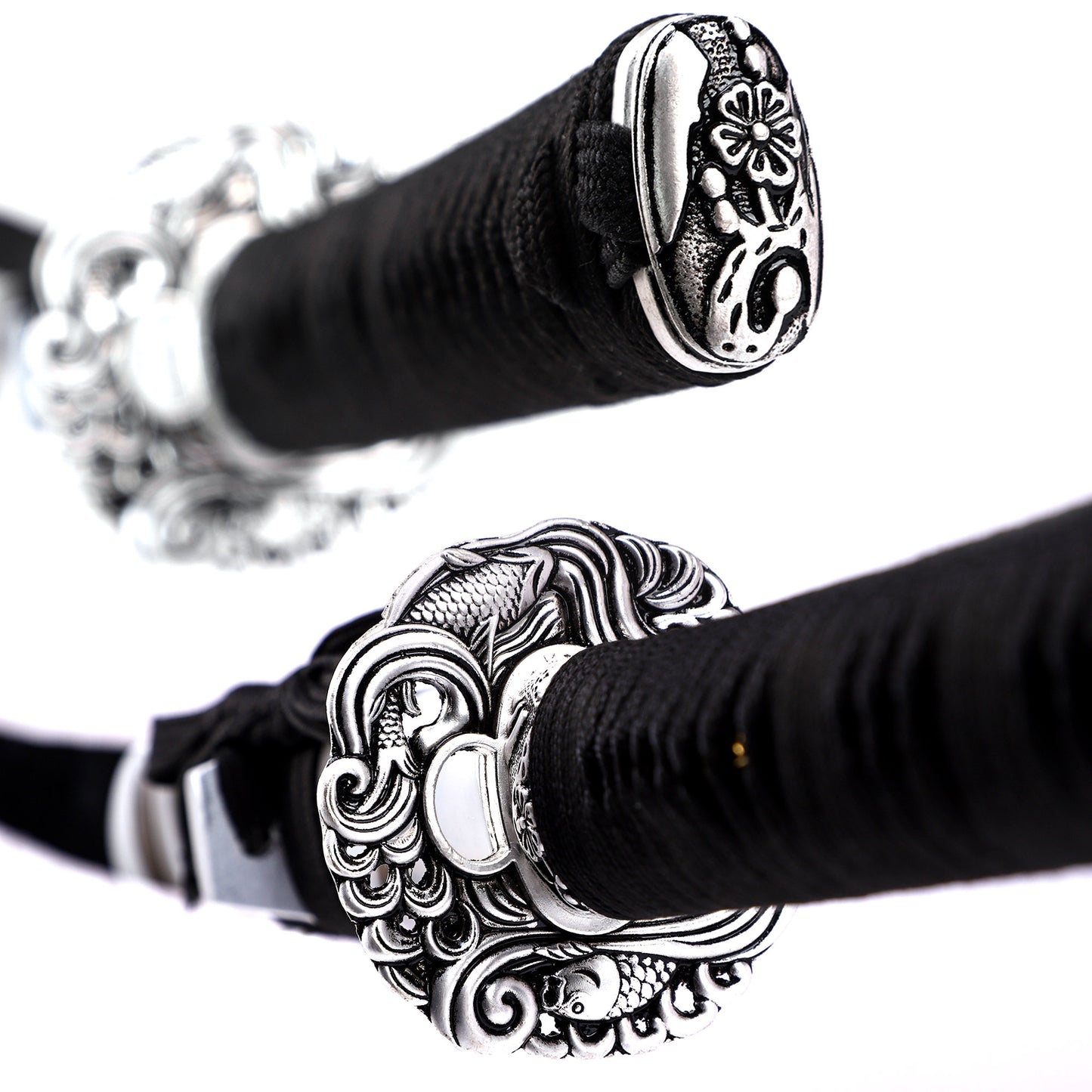 Silver Dragon Tsuba Samurai Katana