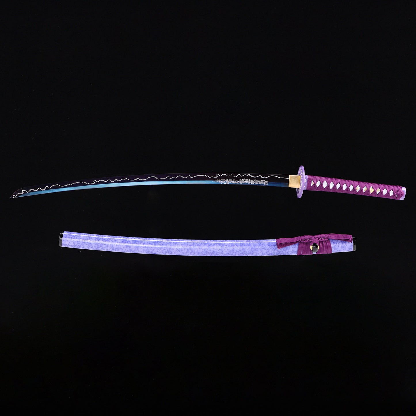 Purple Dragon katana with saya scabbard - full set view