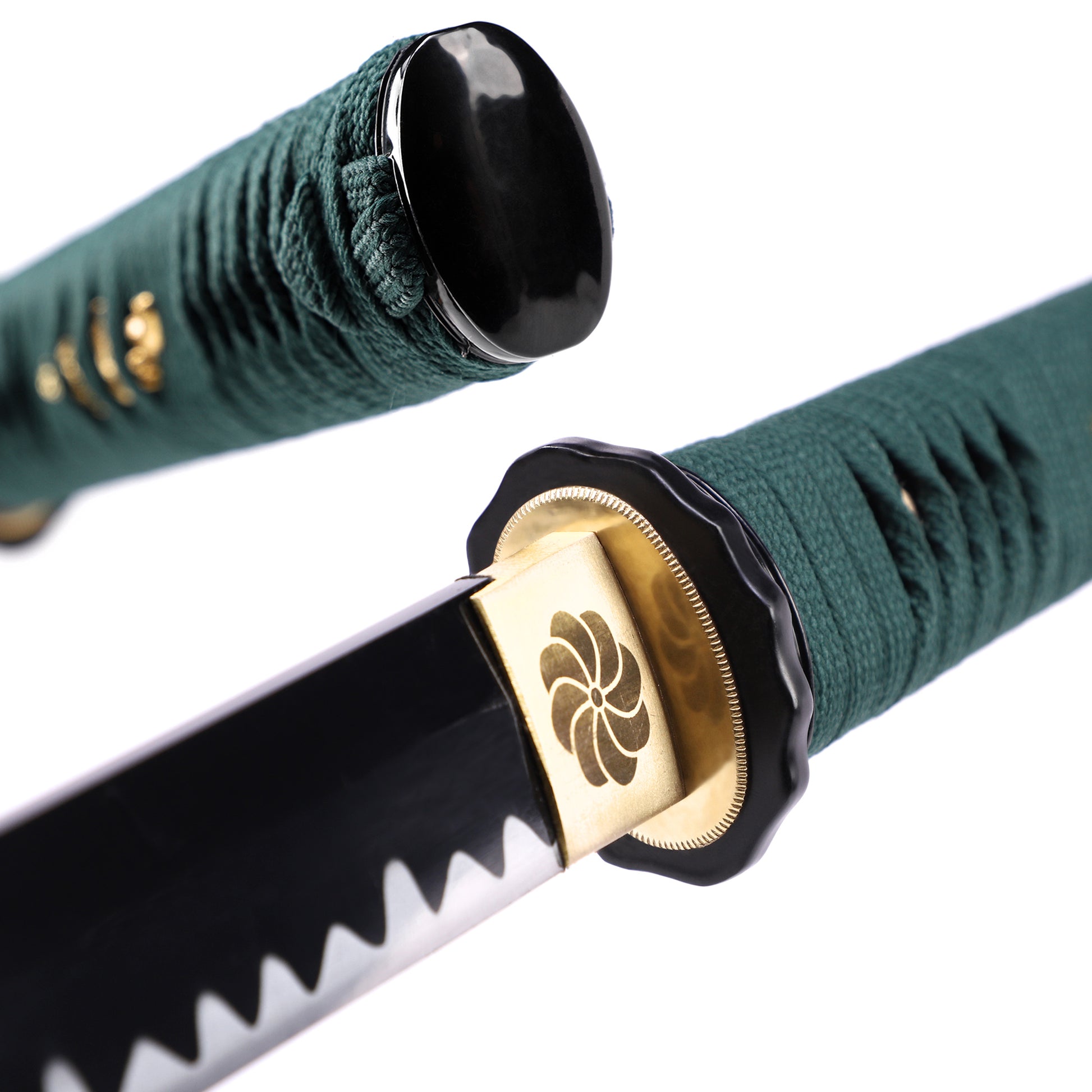 Full tang removable Japanese sword tsuba guard detail - hand guard close-up