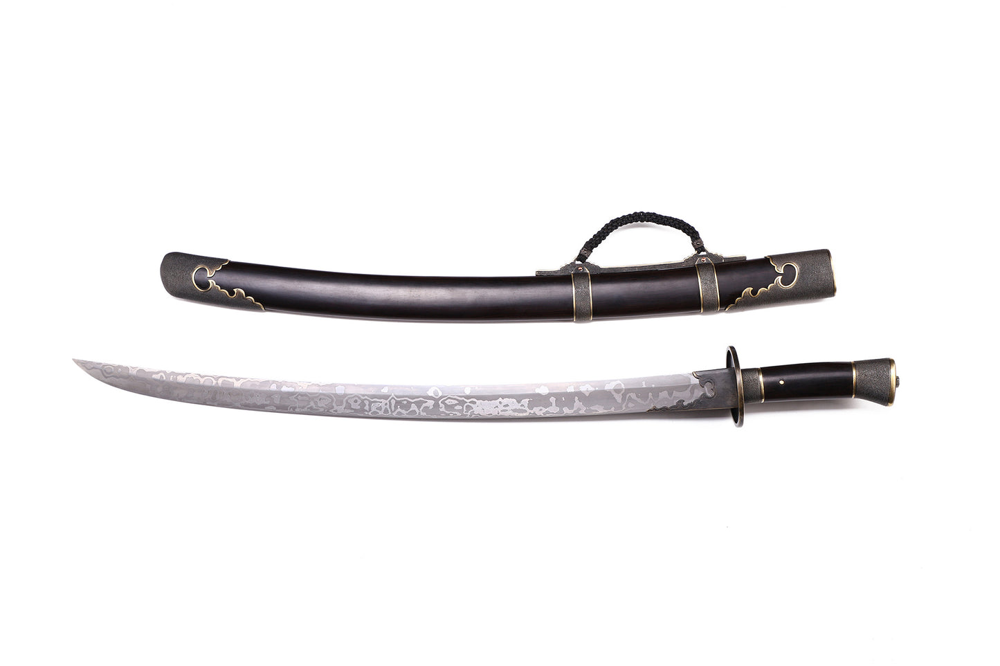 Solid Purple Sandalwood Saya Hand Cloud Carved Brass Fittings Premium Sword