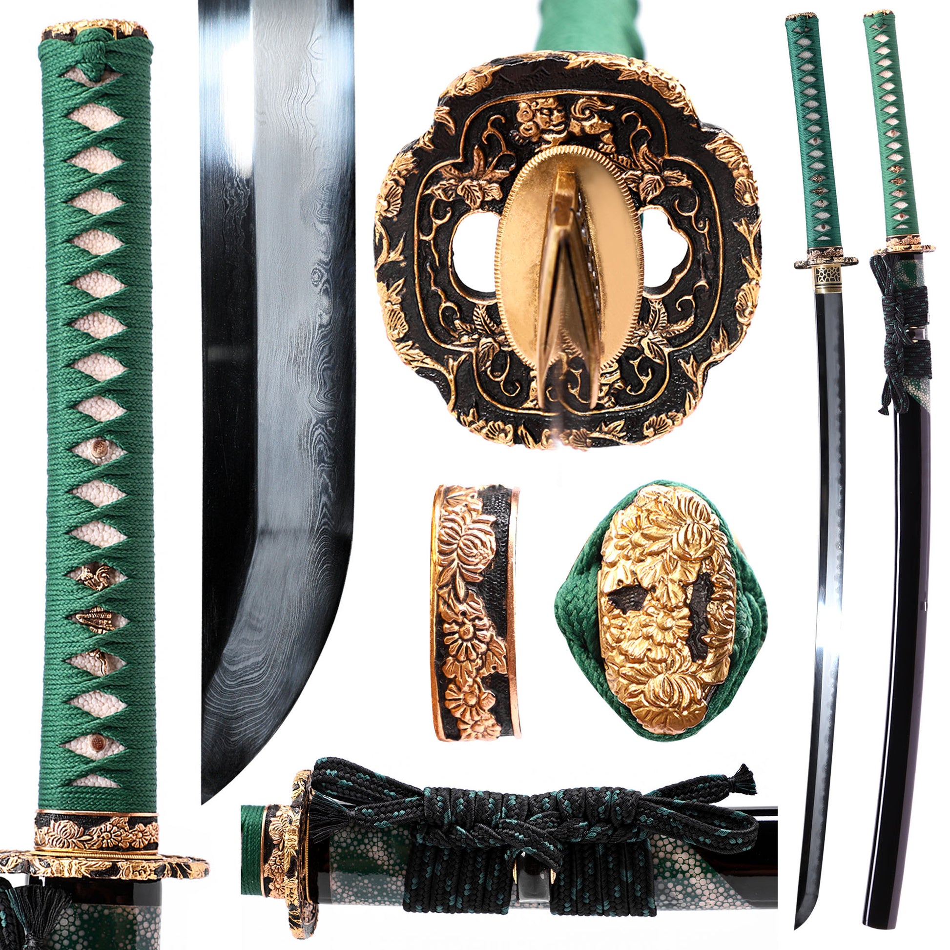 Texture steel katana clay tempered hamon with saya scabbard - complete katana set