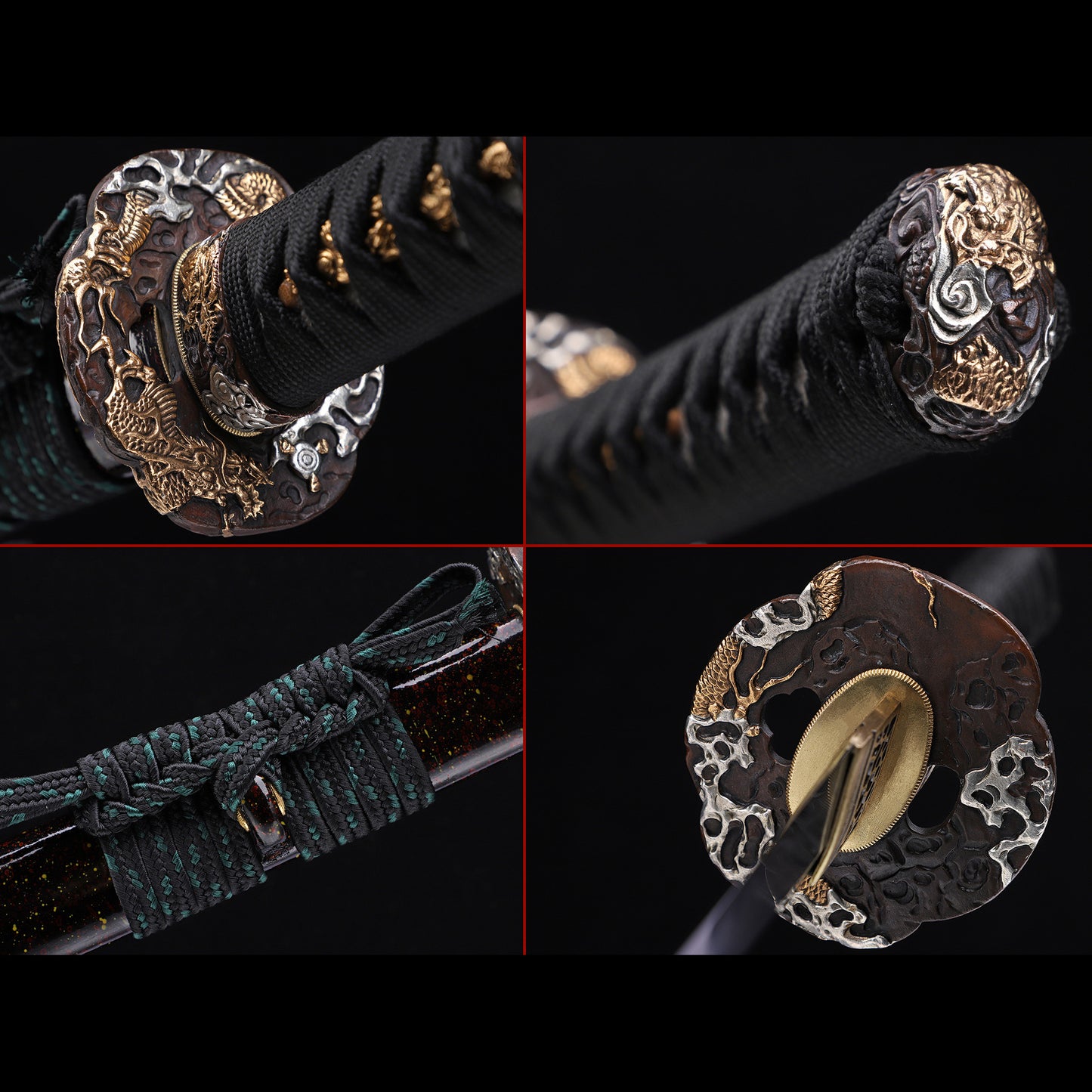 Clay Tempered Katana, Black Glitter Lacquer Saya