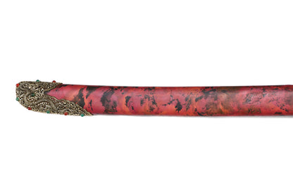 Ink Red Copper Saya Hollow Gem Inlaid Brass Fittings Purple Sandalwood Handle Sword