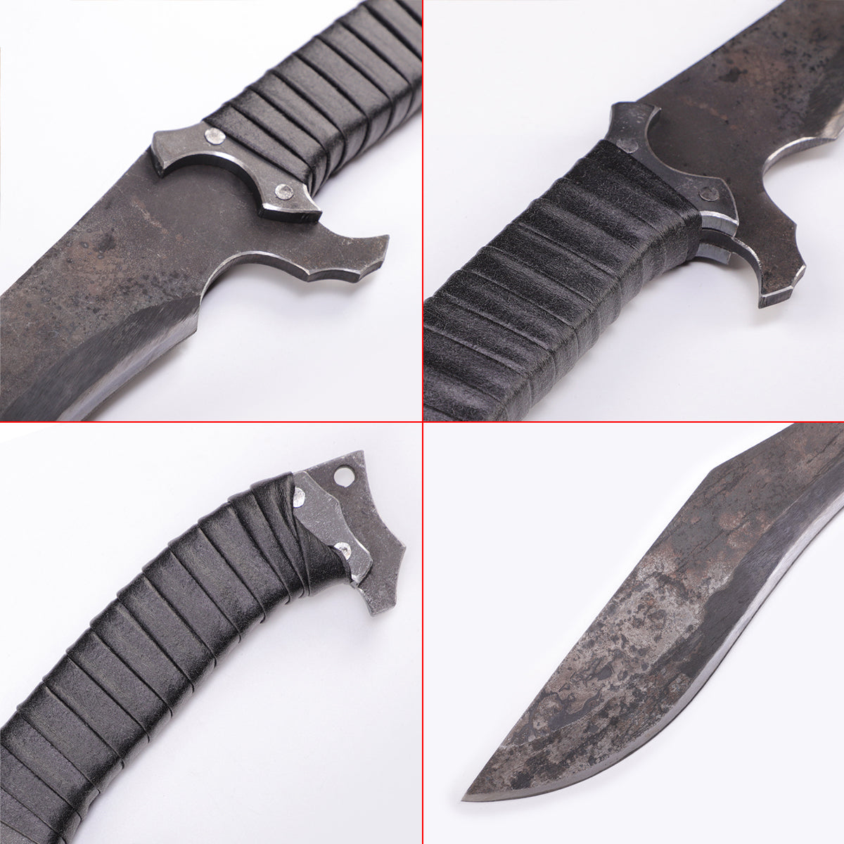 Nepalese curved kukri knife with wooden handle - detail drawing