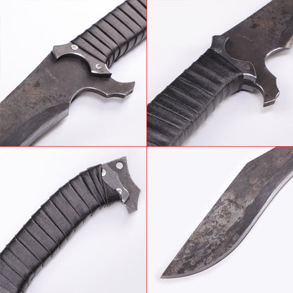 Nepalese curved kukri knife with wooden handle - detail drawing