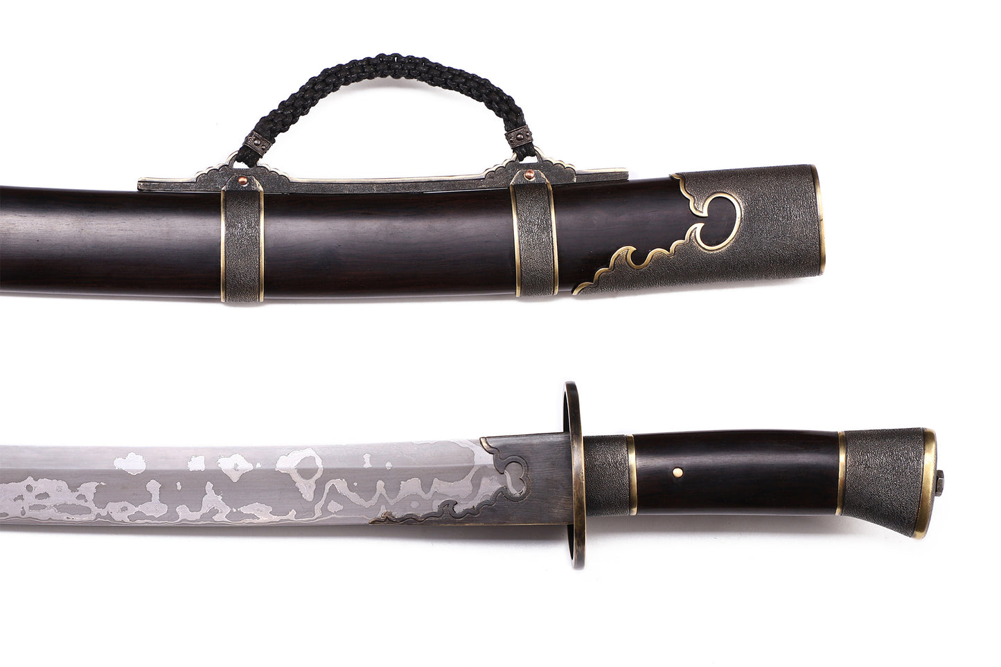 Solid Purple Sandalwood Saya Hand Cloud Carved Brass Fittings Premium Sword