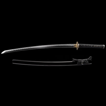 Katana sword with wooden saya scabbard - full set view