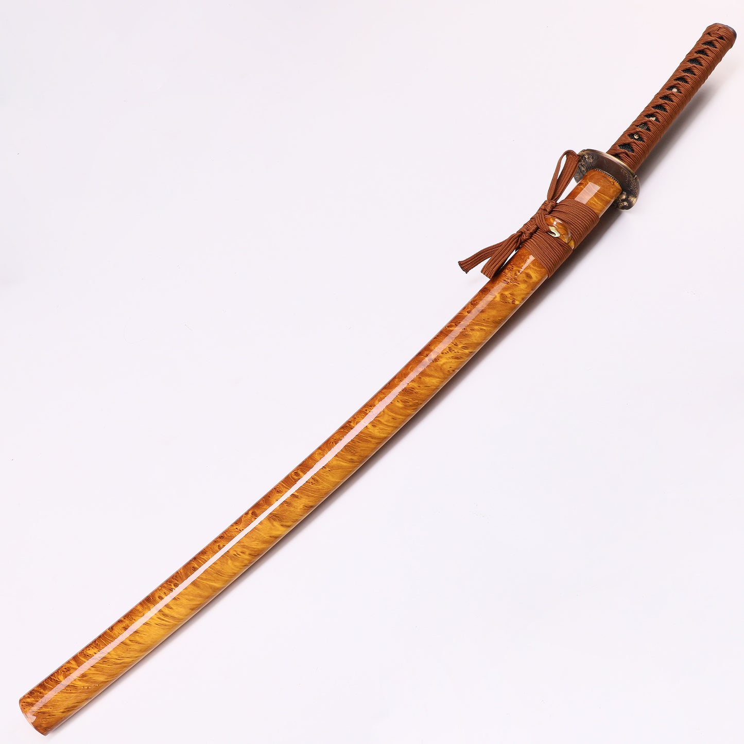 Katana sword 41 inch full tang - angled view blade curvature showcase