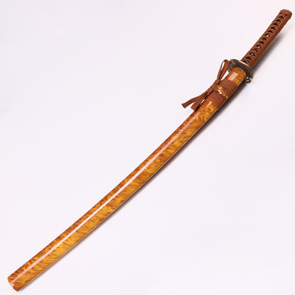 Katana sword 41 inch full tang - angled view blade curvature showcase