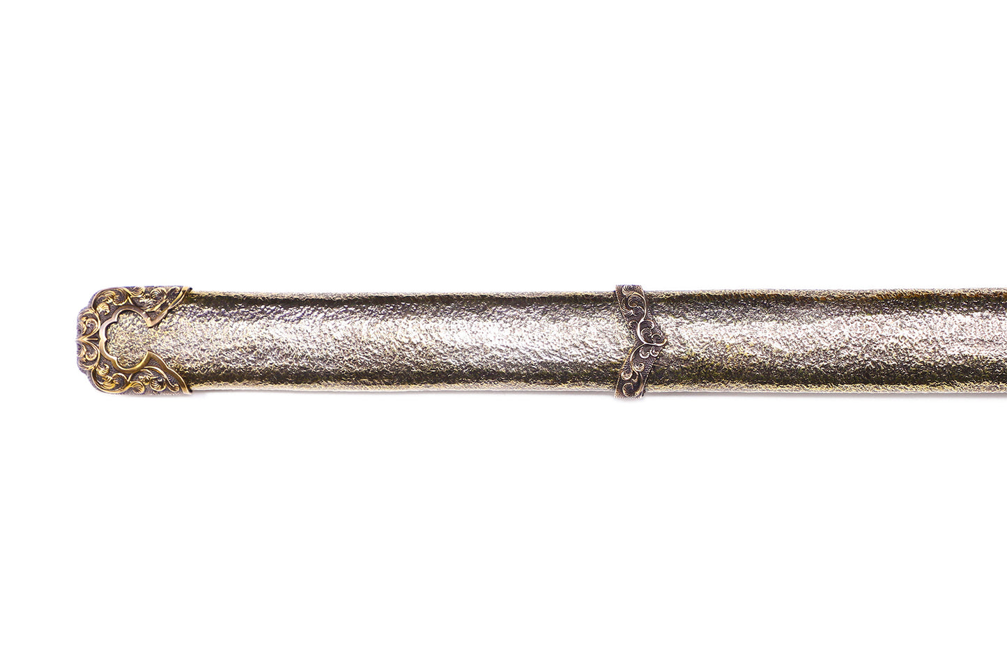 Vintage Hand Carved Copper Wrapped Wood Saya Sword