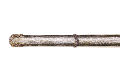 Vintage Hand Carved Copper Wrapped Wood Saya Sword