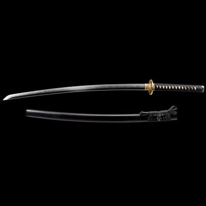 Katana sword with wooden saya scabbard - full set view