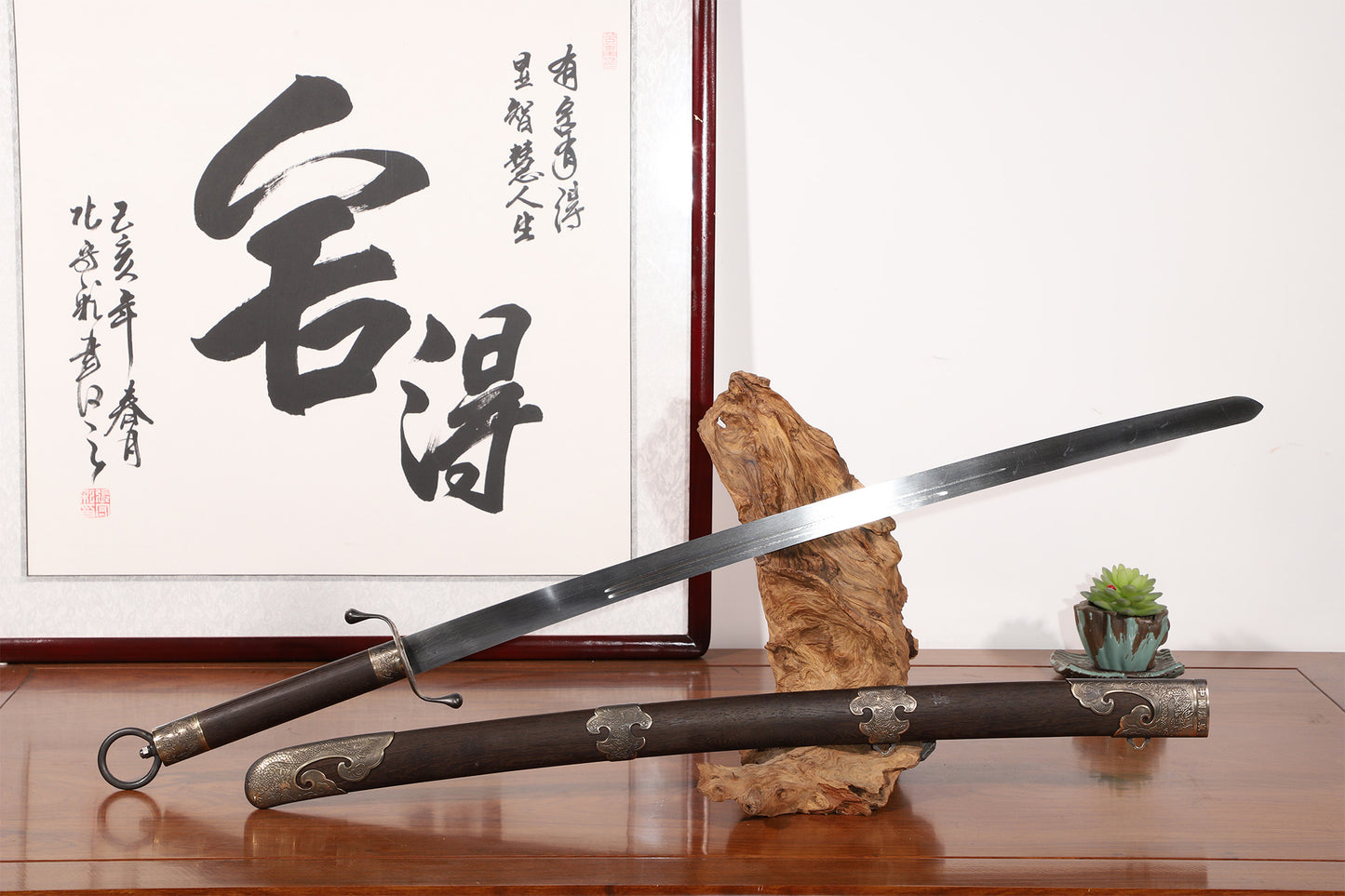Solid Wenge Wood Ruyi Cloud Brass Fittings Traditional Martial Arts Training Sword