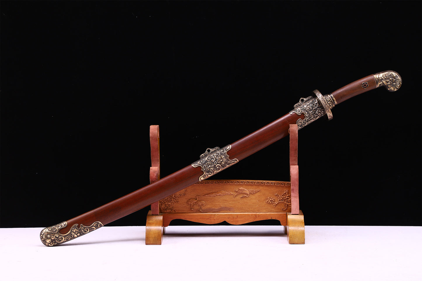 Solid Sourwood Scroll Relief Vintage Brass Fittings Sword