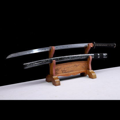 Meteorite Steel Sanmai Clay Tempered Katana, Starry Shell Inlay Saya