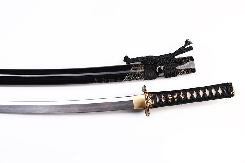 Black & Gold Dragon Relief Samurai Katana