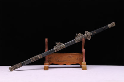 Full Wrapped Black Ray Skin Peony Scroll Vintage Copper Fittings Sword