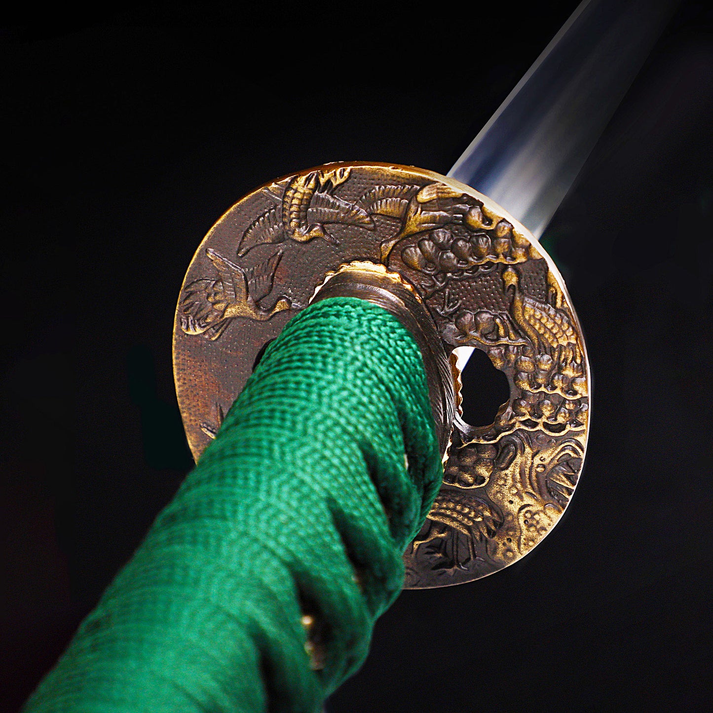 Green Handle & Blue Marbled Saya Tanto