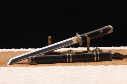 Precious Ebony Wood Saya & Handle, Vintage Carved Copper  Dagger