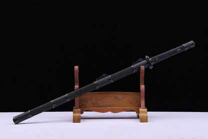 Black Ray Skin Silver Inlaid Plain Iron Cloud Fittings Sword