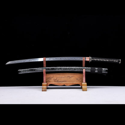 Meteorite Steel Sanmai Clay Tempered Katana, Starry Shell Inlay Saya