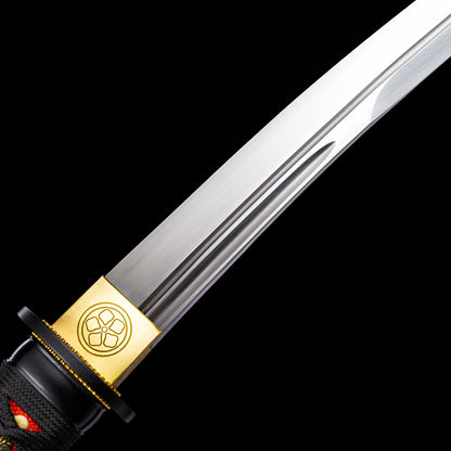 Black Tanto with Red Handle Inlay